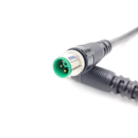 IP68 M12 L-coded male cable with 4PIN+PE (Functional Earth) inside